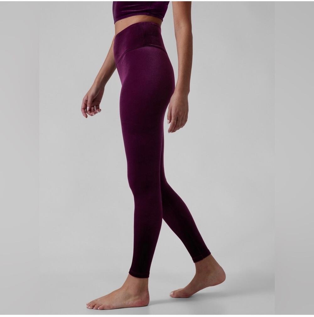 Athleta Leggings Womens Medium Purple Elation Velvet Athletic Yoga Pilates Gym